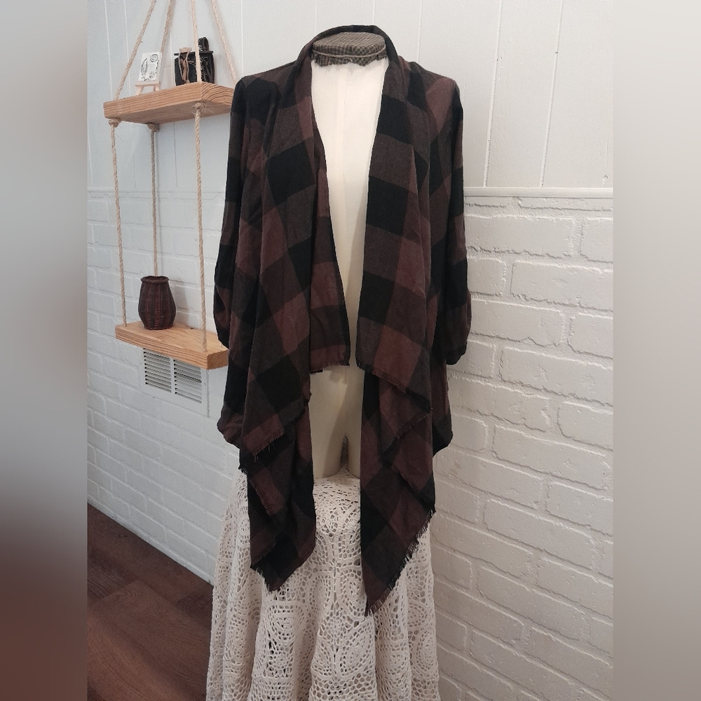 Brown women's flannel cardigan